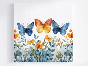 Poszter Akvarell Színes Pillangók Virágok 40x40