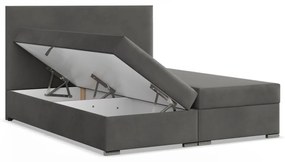 Agen ágy, bársony, 160 x 200, ágyneműtartóval, sötétszürke