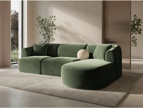 Zöld bársony sarokkanapé (jobb oldali-heverő résszel) Campi – Cosmopolitan Design