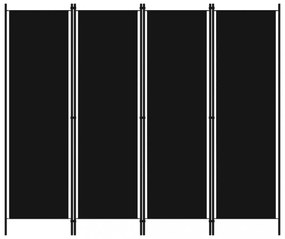 fekete 4 paneles paraván 200 x 180 cm