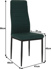 Szék, smaragd szövet/fekete fém, COLETA NOVA