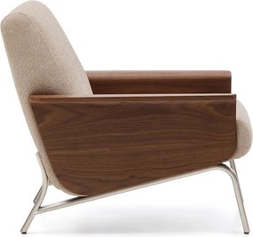 Világosbarna zsenília fotel Amsen – Kave Home