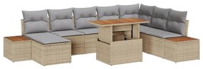vidaXL Kerti Kanapé Szett tárolóval 9 pcs Bézs Poli rattan