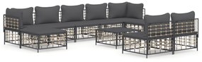 vidaXL 10 részes antracitszürke polyrattan kerti ülőgarnitúra párnával