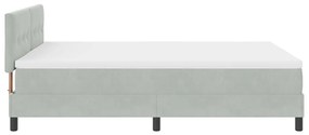Box Spring Ágy Matrac &amp; LED Szürke 160x200 cm Bársony