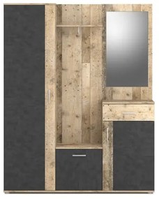 Előszobafal tükörrel NOLAN barna/grafit