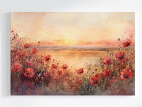 Vászonkép Canvas Tájkép Mező Rét Virágok Pipacsok Kilátás 120x80