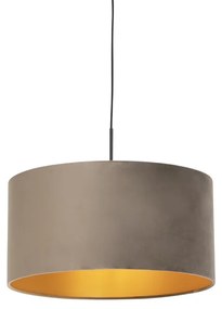 Függőlámpa taupe bársony árnyékolóval, aranyozott, 50 cm - Combi