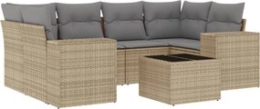 vidaXL 7 részes bézs polyrattan kerti ülőgarnitúra párnákkal