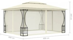 krémszínű pavilon hálóval 300 x 400 x 265 cm