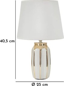 Fehér-aranyszínű kerámia asztali lámpa textil búrával (magasság 40,5 cm) Cassy – Mauro Ferretti