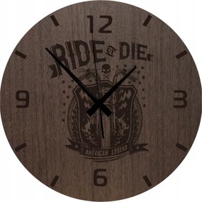 Klasszikus falióra Motorosoknak Wenge tölgy Ride or Die 45 cm