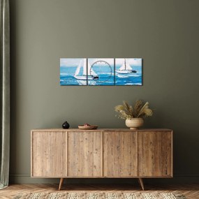 Kép - Egy jacht festése a tengeren (órával) (90x30 cm)