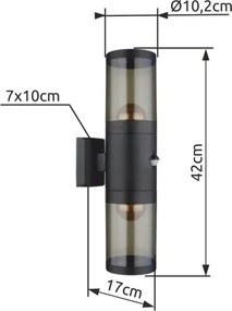 Globo 32014-2BS - Kültéri fali lámpa XELOO 2xE27/60W/230V IP44