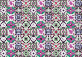 Fotótapéta Kert geometria Rózsaszín-zöld csempe minták 208x146 +ragasztó