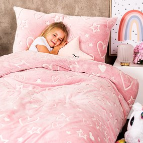 4Home Heart világító mikroflanel ágyneműhuzat , 140 x 200 cm, 70 x 90 cm