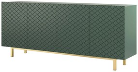SCALIA II 190 4D négyajtós szekrény - matt sötétzöld / arany keret