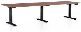 OfficeTech Long állítható magasságú asztal, 260 x 80 cm, fekete alap, dió