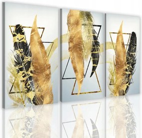 Modern festmények hálószobába és nappaliba Fekete és arany tollak Glamour 60x120