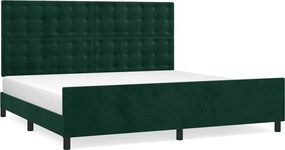 vidaXL sötétzöld bársony ágykeret matrac nélkül 200x200 cm