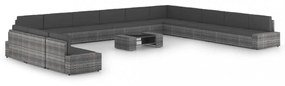 14 részes szürke polyrattan kerti ülőgarnitúra párnákkal