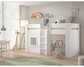 Fehér magasított borovi fenyő gyerekágy 90x200 cm RENO – Vipack