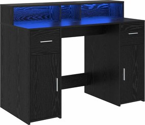 vidaXL Asztal LED -es lámpákkal Musta tammi 120 x 55 x 91 cm Faanyag
