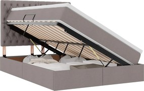 vidaXL Ágy tárolóval és LED lámpával Tópszínű 140 x 190 cm Poliészter