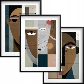 Poszter szett 30x40 falra Absztrakt arcok faliképek