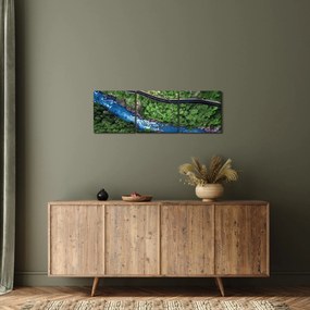 Kép - folyó a hegyek között, Kaukázus, Oroszország (órával) (90x30 cm)