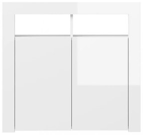 magasfényű fehér tálalószekrény LED-lámpákkal 80 x 35 x 75 cm