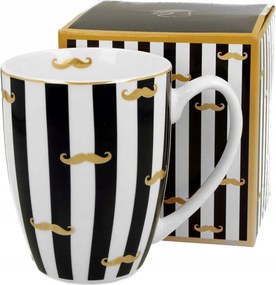 Klasszikus bögre Bajuszok és Csíkok díszdobozban 360 ml Ajándékba Porcelán