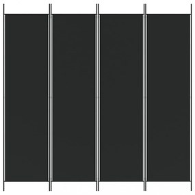 4 paneles fekete szövet térelválasztó 200 x 200 cm