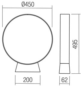Redo 91066 - ONIRO LED kültéri lámpa, 15 W, 230 V, 49,5 cm, CRI 90, IP65, antracit