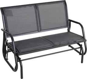 Outsunny 2-Fős Hinta Székes Kerti Pad Hinta Mechanizmussal, Fém Kerti Pad, 200 kg terhelhetőséggel, Kerti Bútor, 120 x 70 x 85 cm, Szürke | Aosom