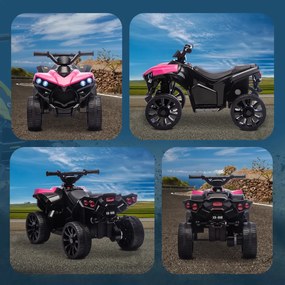 AIYAPLAY Kids Quad Elektromos 6V-os kids quad előre- és hátramenet funkcióval, zenével, LED fényszórókkal, rózsaszín
