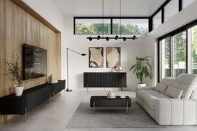 Malmi dohányzóasztal fiókokkal 100 cm - fekete matt / arany lábak