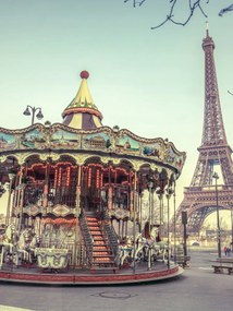 Poszter 60x80cm Körhinta és Eiffel-torony 2, Assaf Frank