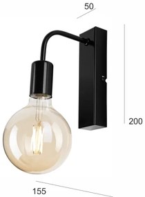 Fali lámpa ASTRID 1xE27/60W/230V fényes fekete