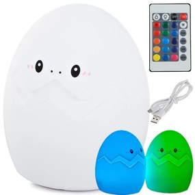 Szilikon LED gyerek éjjeli lámpa EGG 12,5 cm fehér