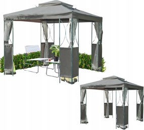 Kerti Party Pavilon Szúnyoghálóval Szürke 2,5x2,5x2,7 m