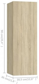 4 db sonoma tölgy szerelt fa TV-szekrény 30,5x30x90 cm