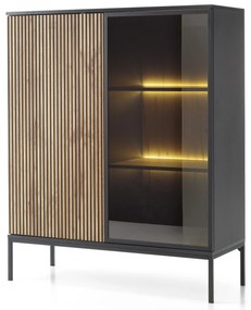 Vitrin Silvano WT104 (fekete + wotan tölgy) (LED világítással). 1062588