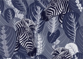 Üveg kép - Kék zebrák (70x50 cm)