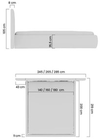 Ágy Galin tárolokkal 160x200 - szürke velúr Velluto 15