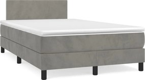vidaXL világosszürke bársony rugós ágy matraccal 120 x 200 cm