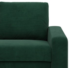 Zeus sarokkanapé, 2 ágyneműtartóval, döntött kartámasz, kordbársony, univerzális oldal, hab töltet, zöld