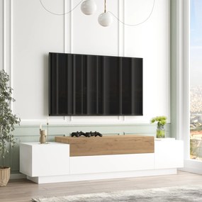 [en.casa] TV-szekrény Firås 160x38x39 cm fehér/tölgyfa hatású