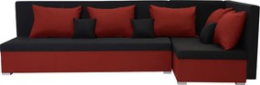ARO Kinyitható sarokkanapé Fekete/piros