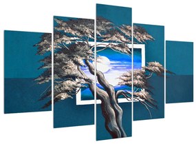 Kék kép - fa a napkeltekor (150x105 cm)
